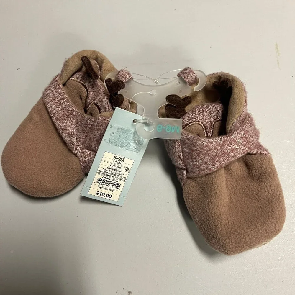 Cat & Jack Baby Reindeer Bootie Slippers Brown Size 6-9M